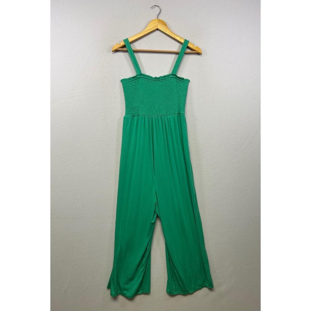 Maternity Isabel by Ingrid & Isabel Womens S Green Smocked Wide Leg Jumpsuit